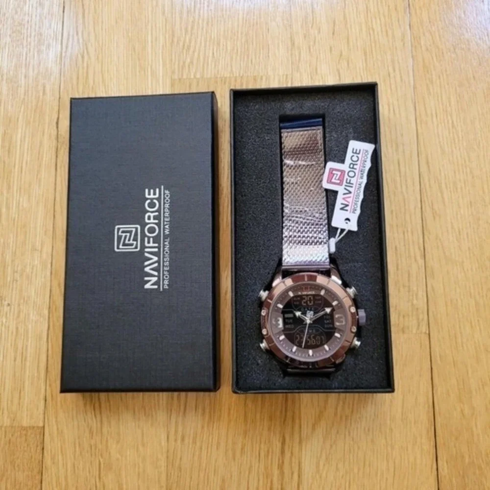 Naviforce Dual Display Chronograph Watch in Stainless Steel For Men‎